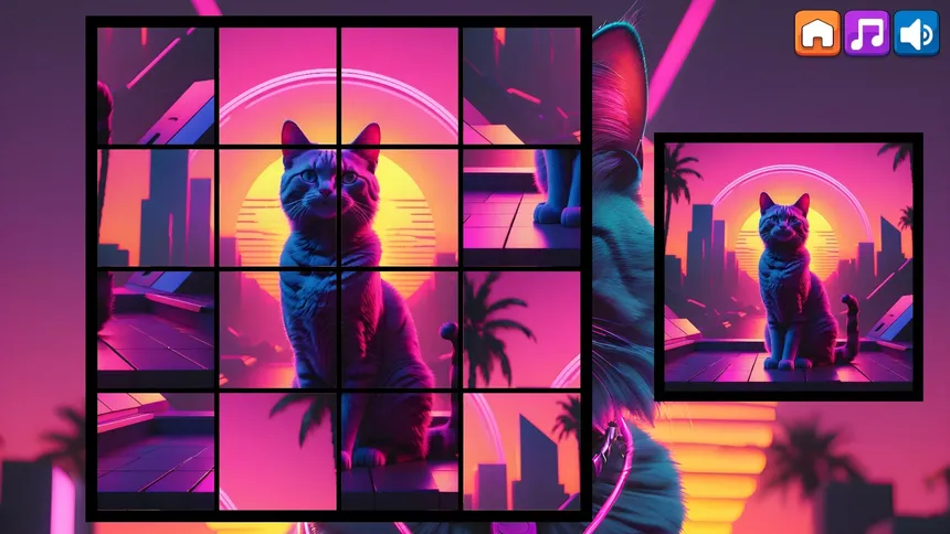 Скриншот 4 к игре OG Puzzlers: Synthwave Cats