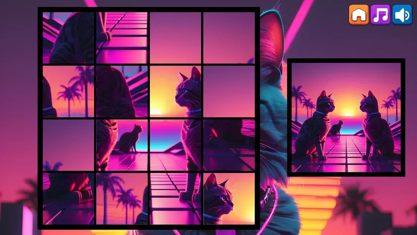 Скриншот 6 к игре OG Puzzlers: Synthwave Cats