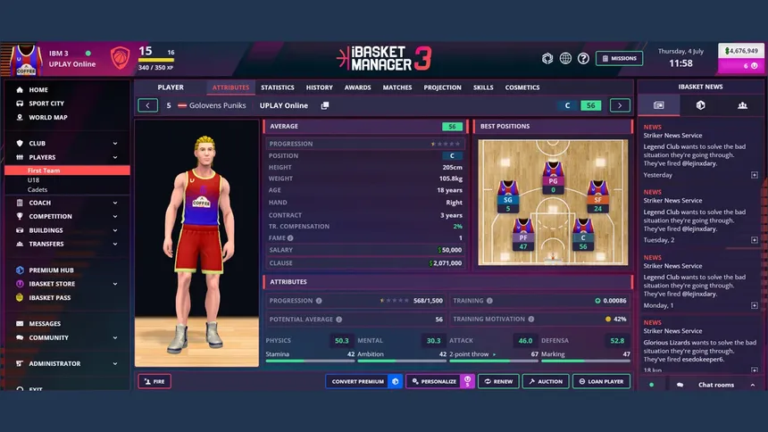 Скриншот 6 к игре iBasket Manager 3 - Online Basketball Manager