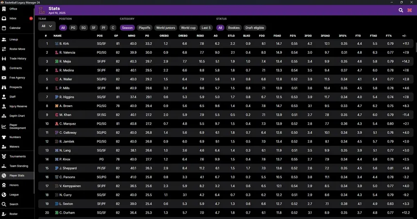 Скриншот 3 к игре Basketball Legacy Manager 25