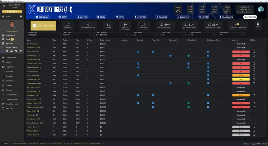 Скриншот 2 к игре Draft Day Sports: College Football 2025