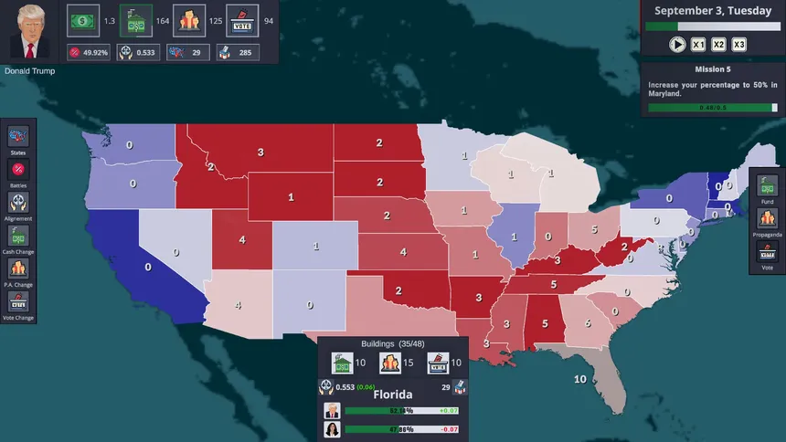 Скриншот 2 к игре Election Tycoon: Trump vs Harris