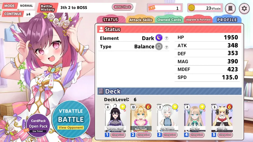 Скриншот 1 к игре ぶいちゅ～バトル登録者数じゃない！力で決める！