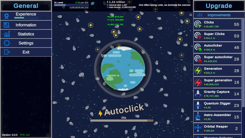 Скриншот 1 к игре Clicker Astro Planet