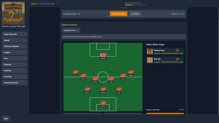Скриншот 4 к игре Sunday League Manager: Horse and Spoon