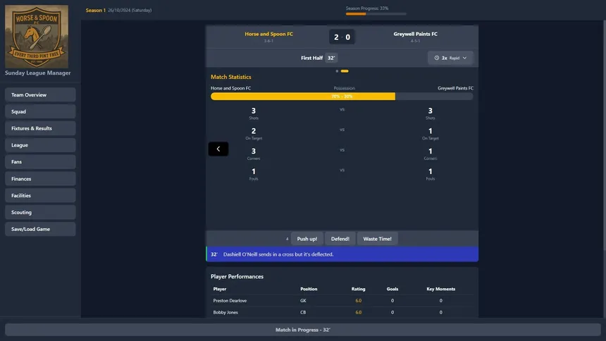 Скриншот 8 к игре Sunday League Manager: Horse and Spoon
