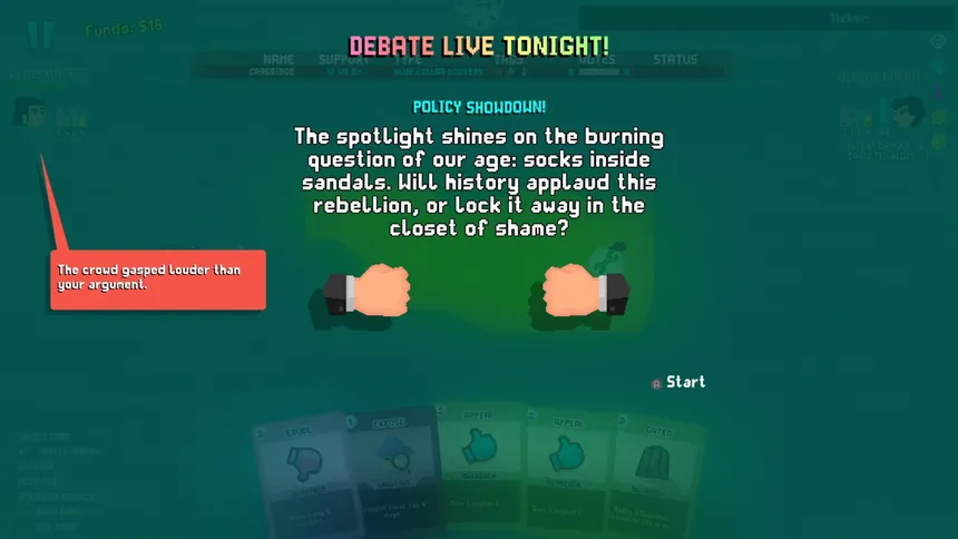 Скриншот 2 к игре Politiks - Satirical Roguelite Deckbuilder