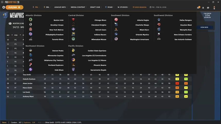 Скриншот 2 к игре Draft Day Sports: Pro Basketball 2026