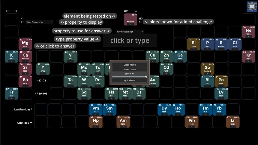 Скриншот 1 к игре Periodic Table Game