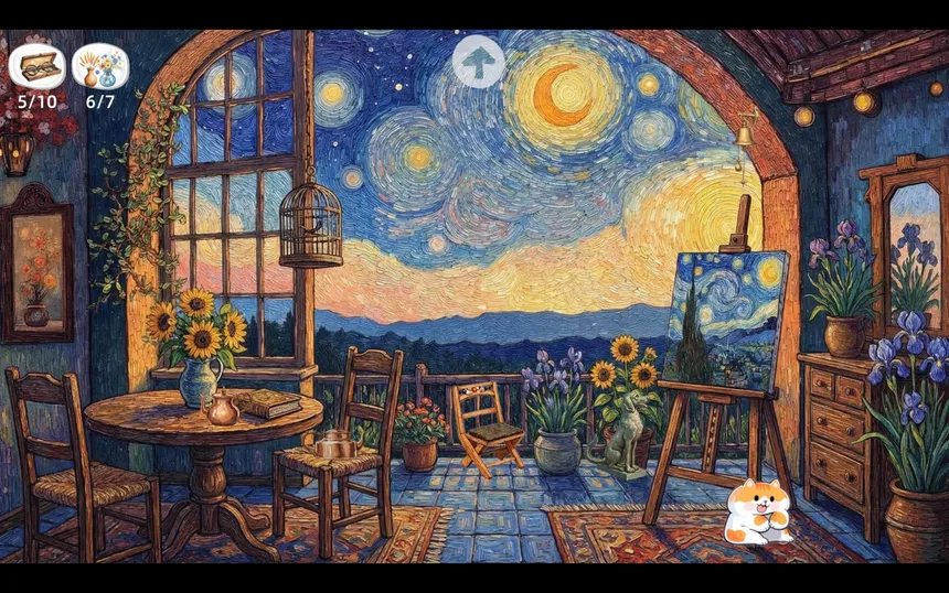 Скриншот 5 к игре Meow Time Machine: VAN GOGH Plus