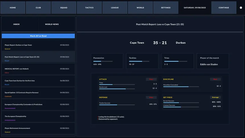 Скриншот 1 к игре Rugby Career Manager