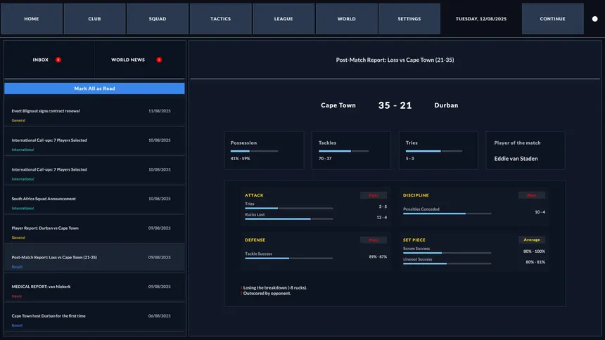 Скриншот 5 к игре Rugby Career Manager