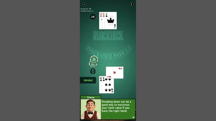 Скриншот 3 к игре Steve's Blackjack Trainer Pro