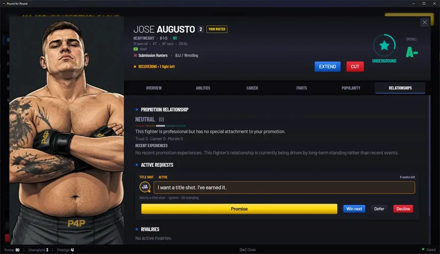 Скриншот 2 к игре Pound for Pound: MMA Promotion Simulator