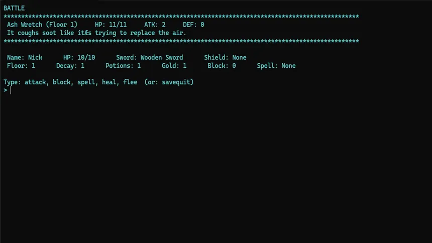 Скриншот 2 к игре Nick's Text Adventure