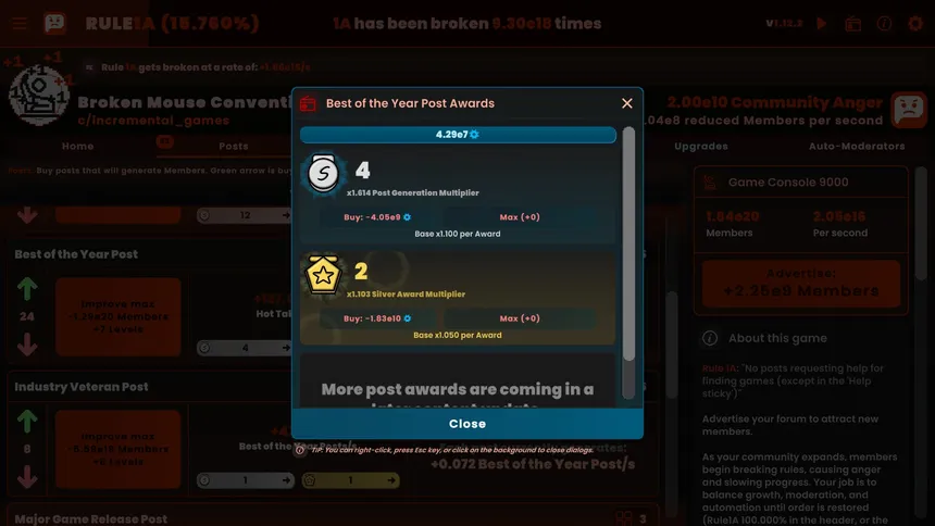 Скриншот 7 к игре Rule1A Incremental: Idle Forum