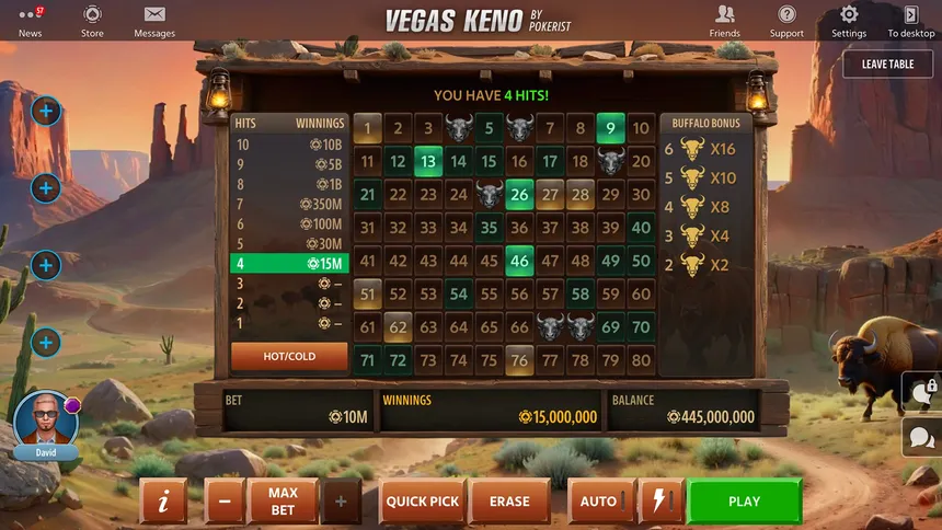 Скриншот 3 к игре Vegas Keno от Pokerist