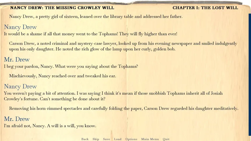 Скриншот 1 к игре Nancy Drew: The Missing Crowley Will