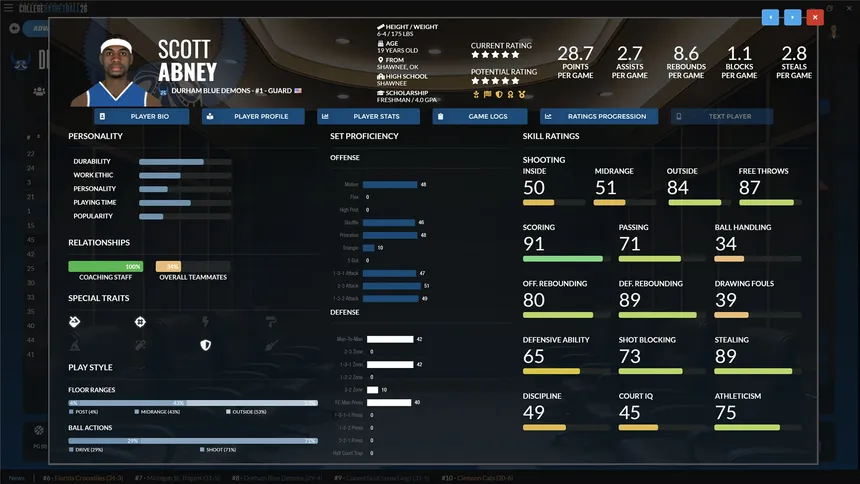 Скриншот 3 к игре Draft Day Sports: College Basketball 2026