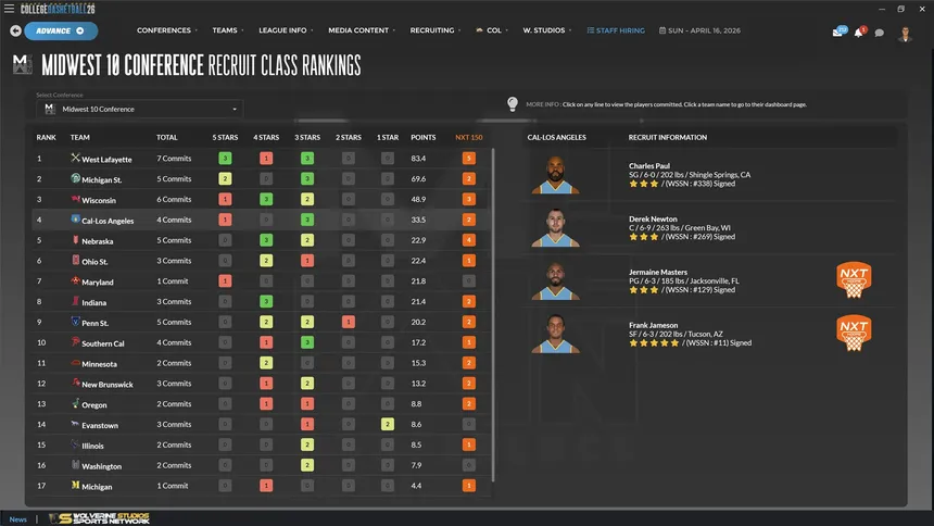 Скриншот 4 к игре Draft Day Sports: College Basketball 2026