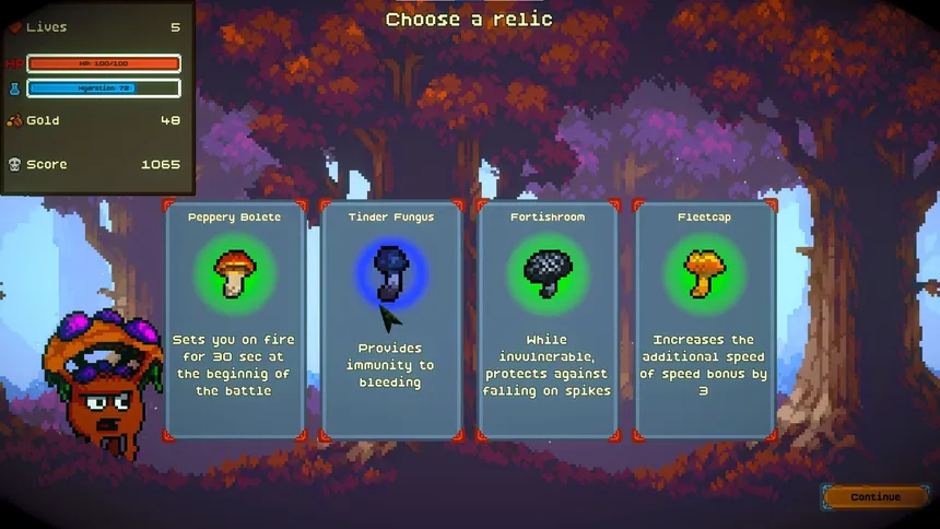 Скриншот 2 к игре Shroomanoid: breakout action roguelike