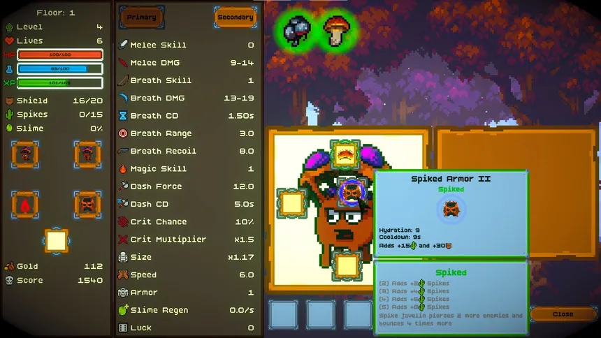 Скриншот 8 к игре Shroomanoid: breakout action roguelike