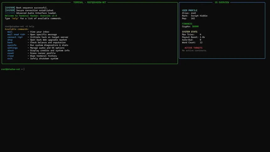 Скриншот 1 к игре Terminal Hacker: Override