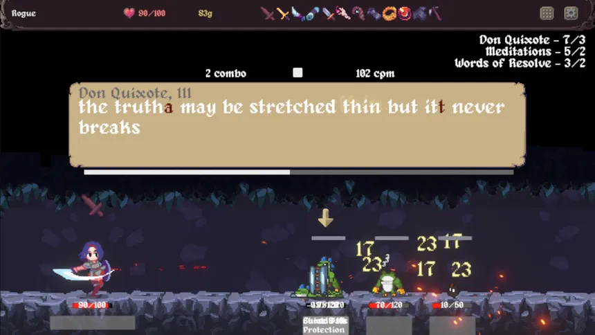 Скриншот 1 к игре Clack and Slash: Typing Roguelike