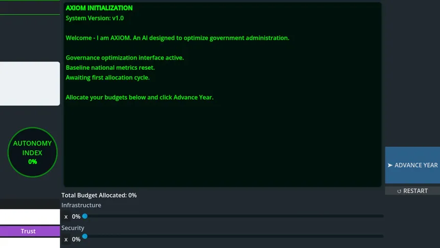 Скриншот 2 к игре Provisional Authority: An AI Governance Simulation