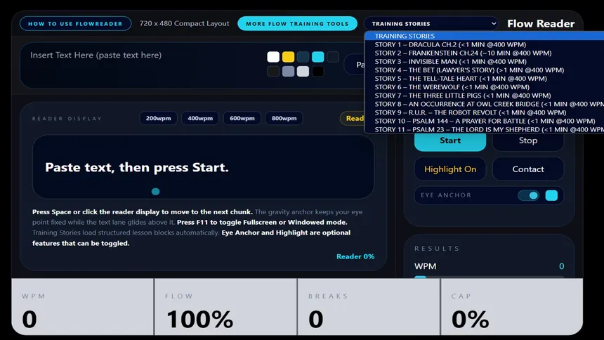 Скриншот 3 к игре Flow Reader — Speed Reading Trainer