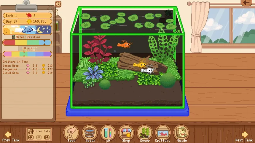 Скриншот 6 к игре Tiny Glass Tank: Dwarf Shrimp and Friends