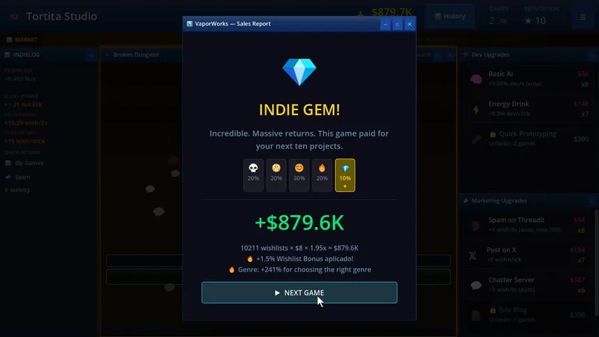 Скриншот 3 к игре Game Dev Clicker Simulator