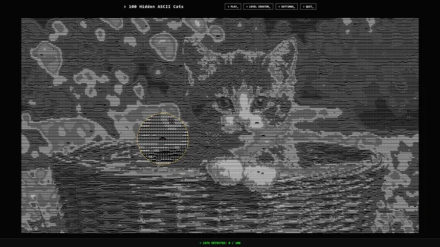 Скриншот 1 к игре 100 Hidden ASCII Cats