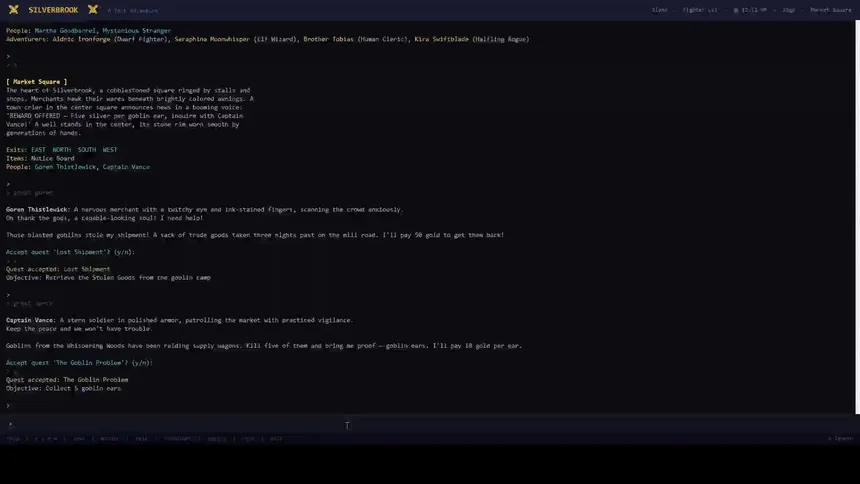 Скриншот 2 к игре Silverbrook: a Text-Based RPG