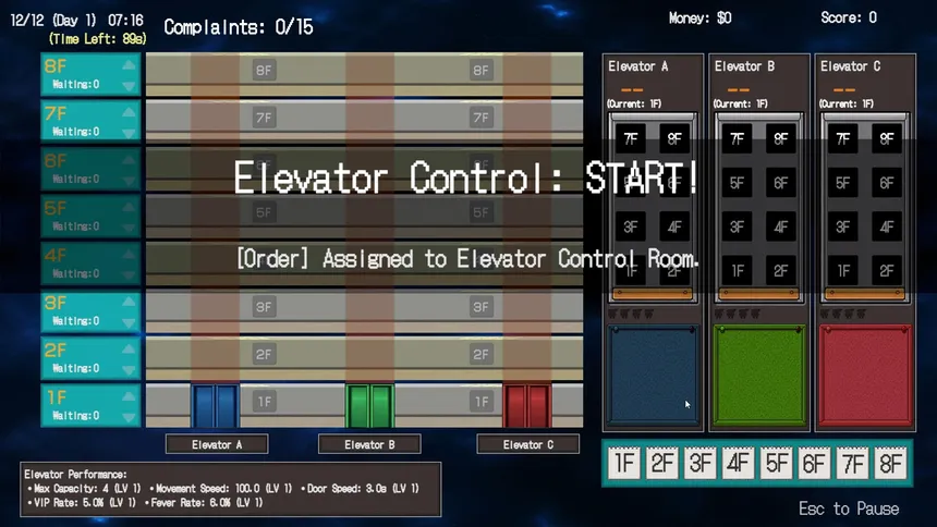 Скриншот 1 к игре 'In You We Trust, Not Algorithms' ~Newbie Matsumoto's Manual Elevator Operation with Sticky Notes~