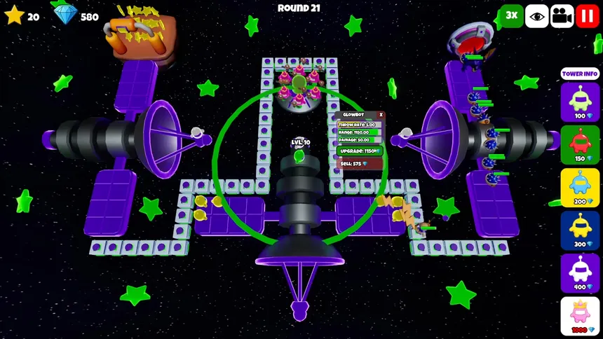 Скриншот 1 к игре Glowbot Tower Defense