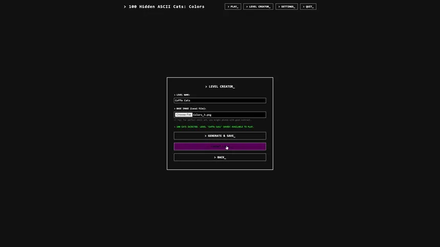Скриншот 3 к игре 100 Hidden ASCII Cats: Colors