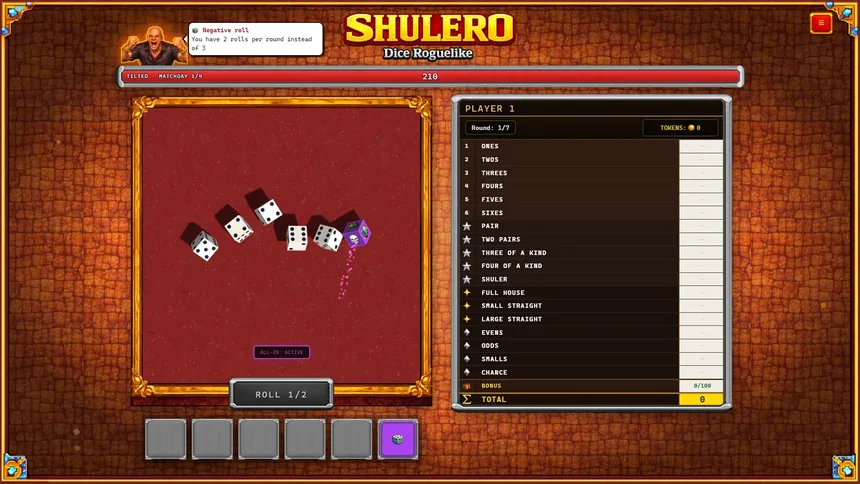 Скриншот 1 к игре SHULERO – Dice Roguelike