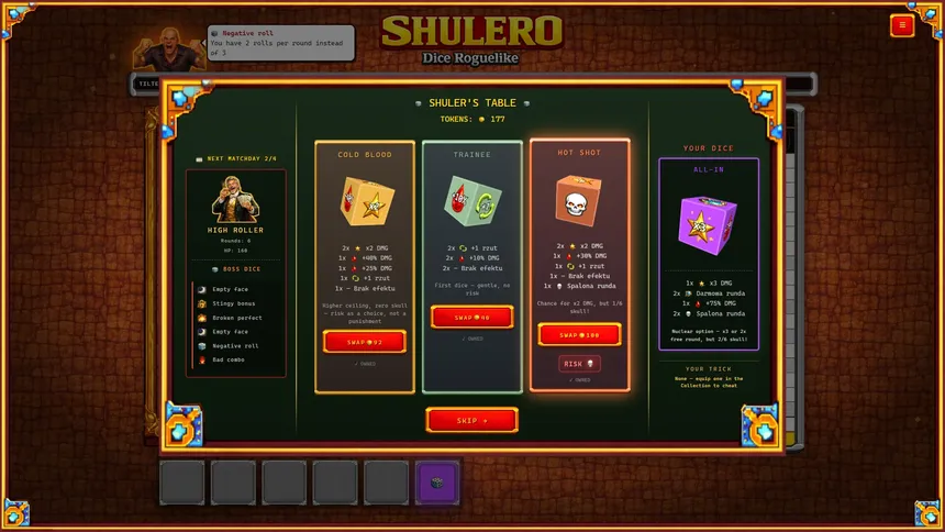 Скриншот 2 к игре SHULERO – Dice Roguelike
