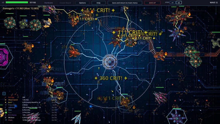 Скриншот 1 к игре Cluster - Roguelike Tower Defense