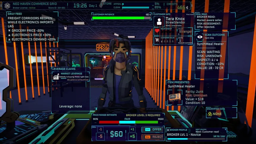 Скриншот 1 к игре Ghost Receipt - A Cyberpunk Pawnshop Simulator