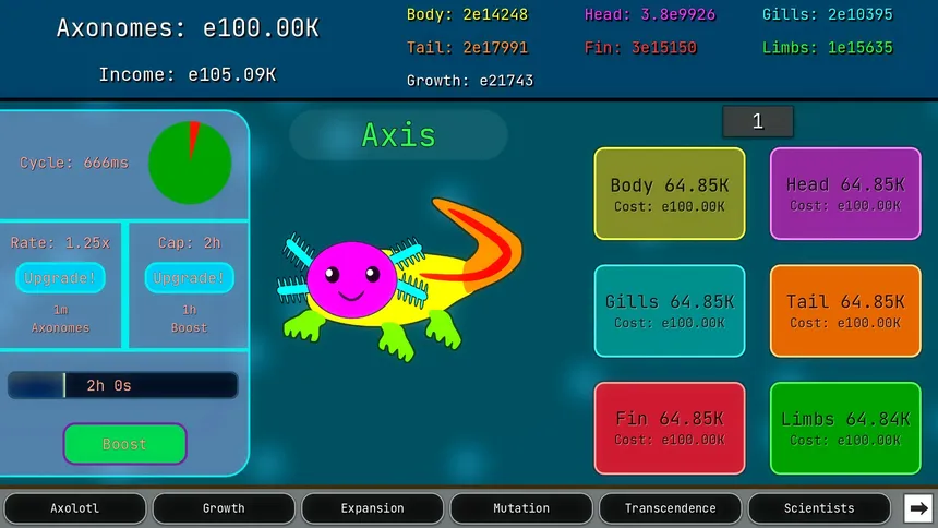 Скриншот 1 к игре Axomorph Idle