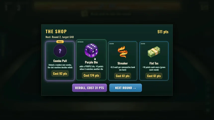 Скриншот 2 к игре Dice & Dare : A Push-Your-Luck Casino-Style Dice Roguelike