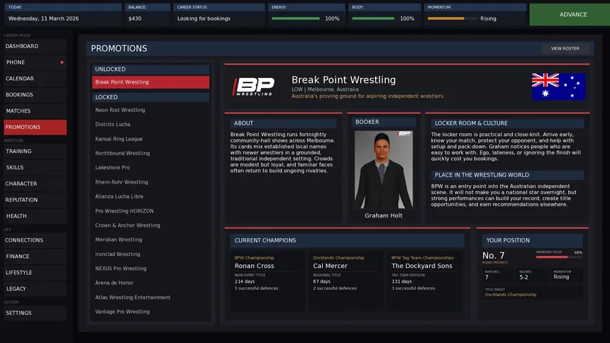 Скриншот 1 к игре Pro Wrestling: The Ascent