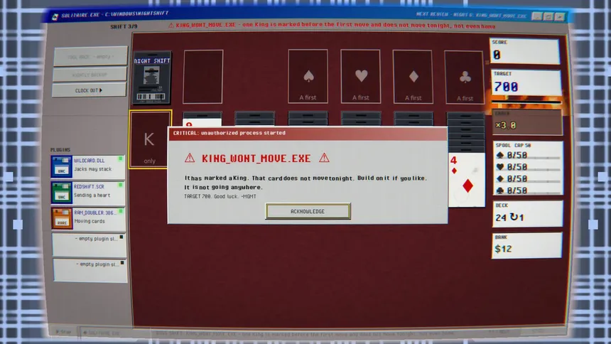 Скриншот 1 к игре SOLITAIRE.EXE: A Roguelike on the Night Shift