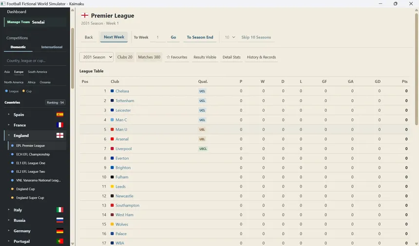 Скриншот 1 к игре Football Fictional World Simulator