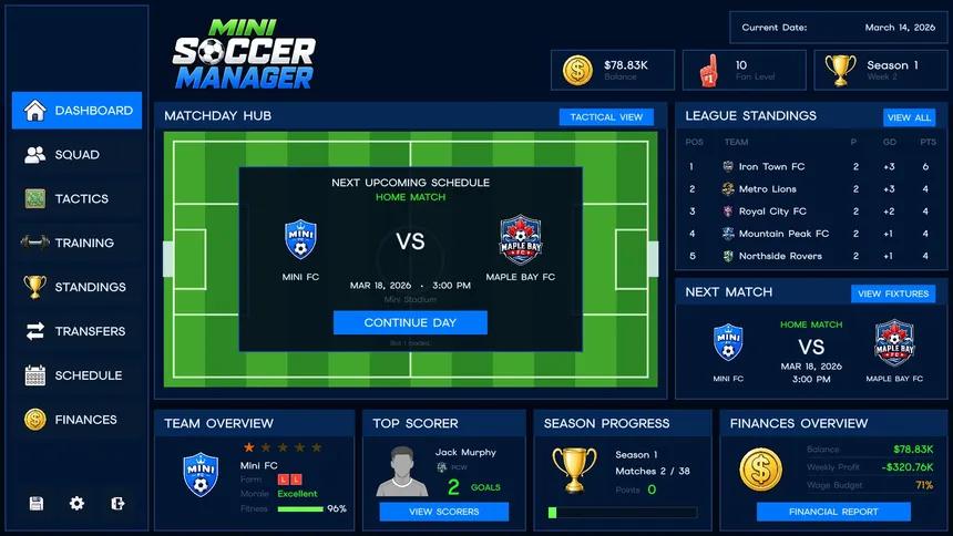 Скриншот 1 к игре Mini Soccer Manager
