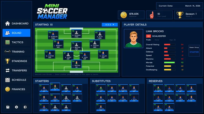 Скриншот 2 к игре Mini Soccer Manager
