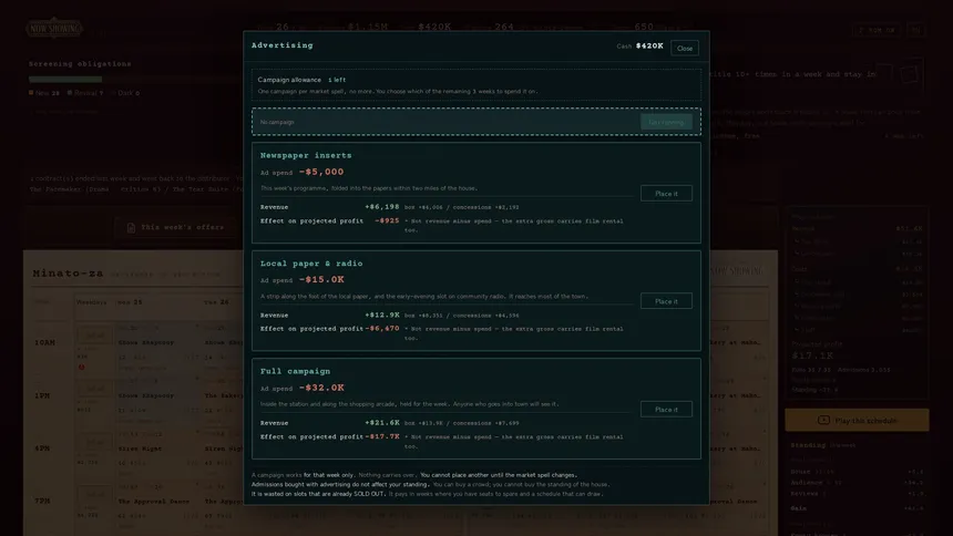 Скриншот 4 к игре NOW SHOWING: A Cinema Programming Game