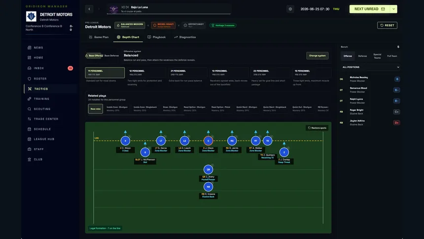 Скриншот 1 к игре Gridiron Manager 2026